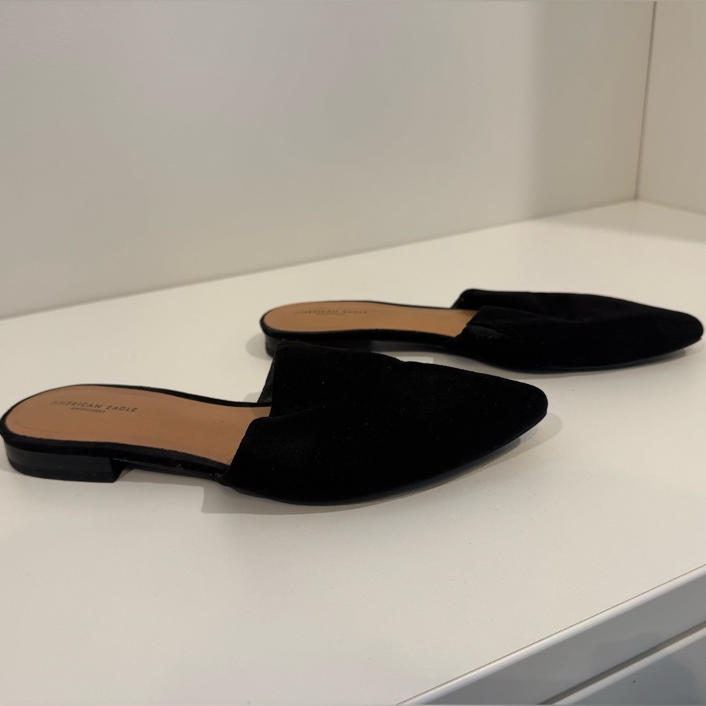 American Eagle Outfitters Black Velvet Mules